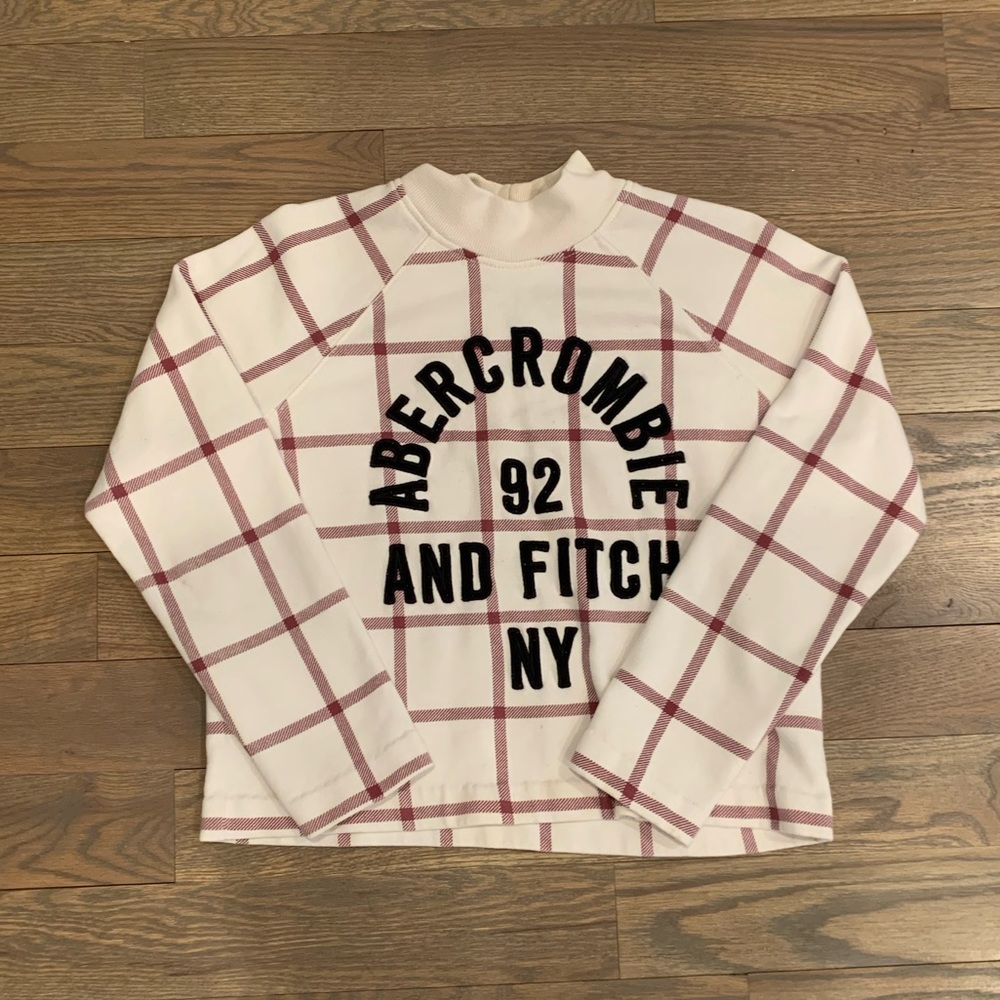 Abercrombie and Fitch White and Red Sweatshirt: Size Small